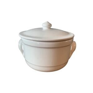 Sur La Table Round Covered Baking Dish White Serving Dish Soup 6" Diameter